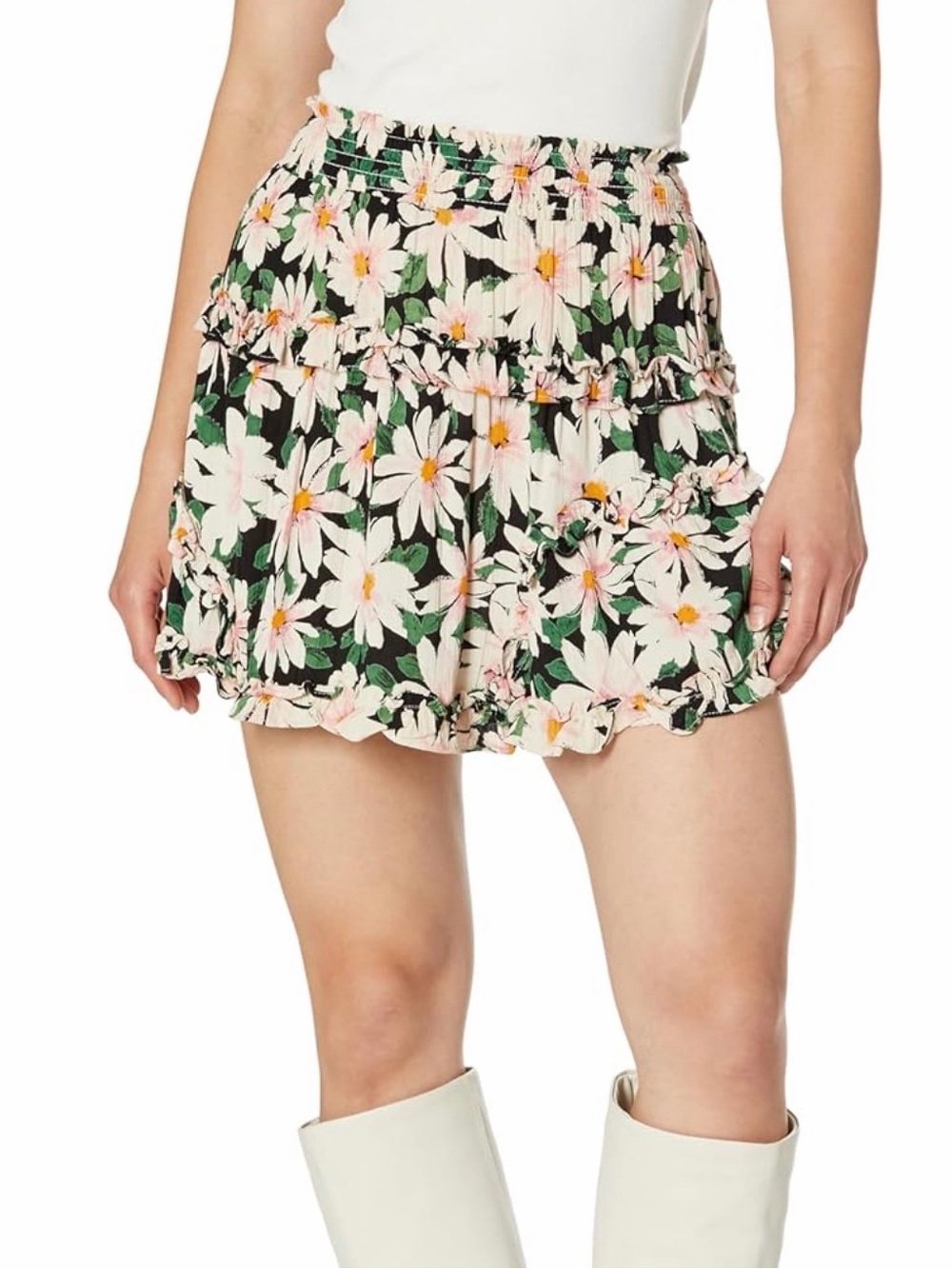 Black Skirt with Pink Floral Print Size L